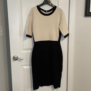 Hobbs sweater dress in black & ivory